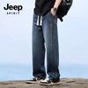 JEEP SPIRIT Men's Autumn Retro Straight-Leg Denim Trousers