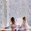 40 Ft Iridescent Mermaid Garland with Jellyfish Seashell Starfish Pearl Holographic Paper Streamer for Little Mermaid Rainbow Theme Birthday