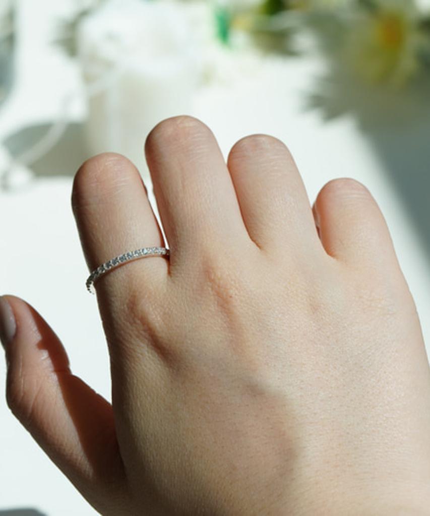 Alleun Silver 925 Couple Cubic Square Thin Ring White