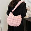Damen Gesteppte Puffer Schultertasche Leichte Crossbody Umhängetasche Handtasche mit Verstellbarem Riemen für Reise Arbeit Shopping Weiß