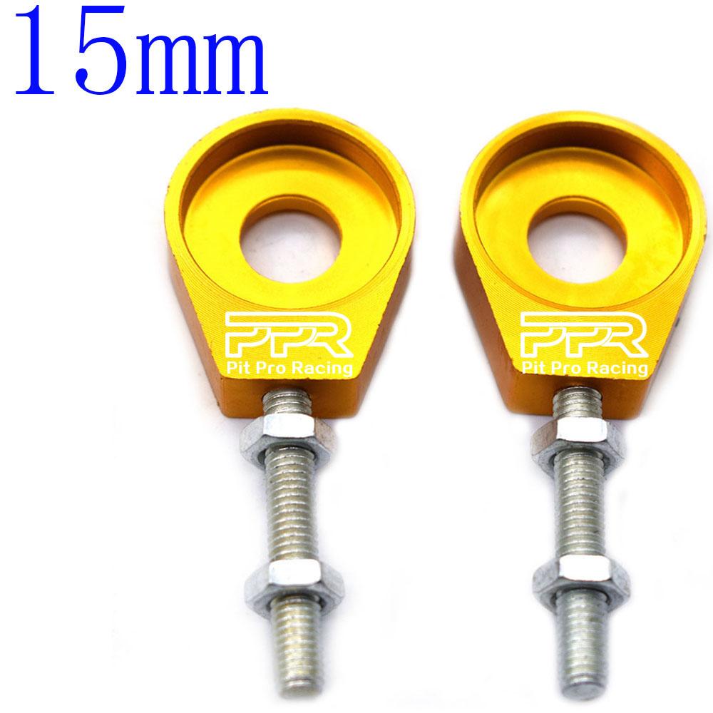 110cc 125cc 140cc Aluminum Chain Tensioner Adjuster Dirt Bike Pit ATV Motorcycle Scooter 12mm or 15mm Rear Wheel axle hole