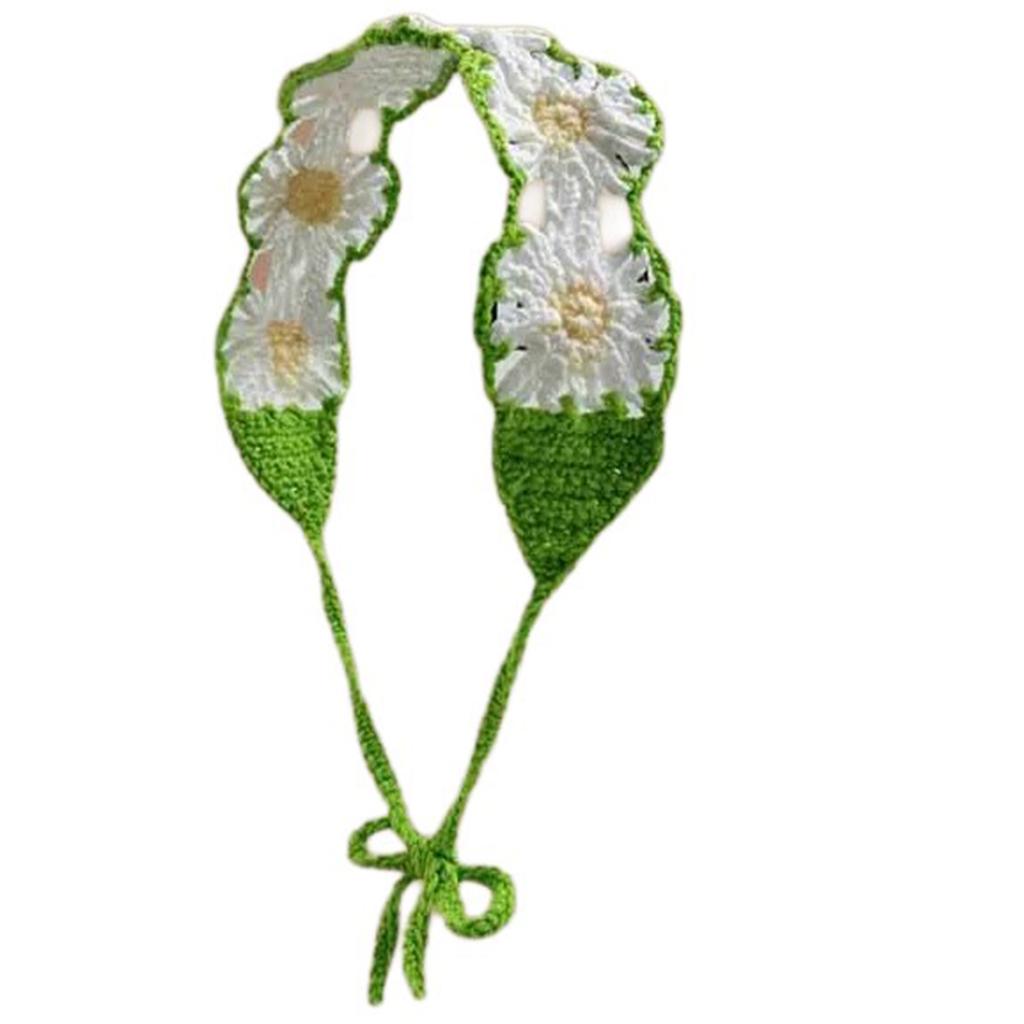 Vacation Flower Headscarf for Street Snap Crochet Hair Scarf Spring Decorative Headpiece Holiday Headwrap for Casual