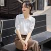 Positive Shoulder Short-sleeved Chiffon Shirt Women's Summer V-neck Blouse Shirt Tops