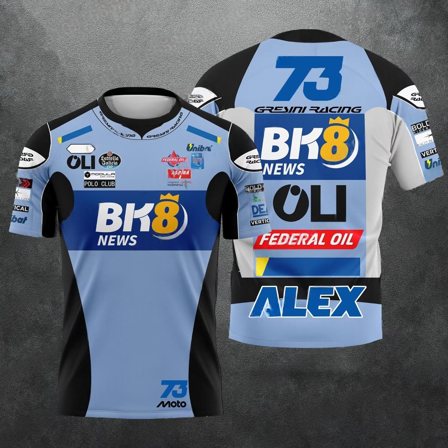 

2025 Summer New Motorcycle GP Racing Suit Motorcycle Riding Top Alex Márquez # 73 Breathable Quick Drying Short Sleeved T-Shirt M