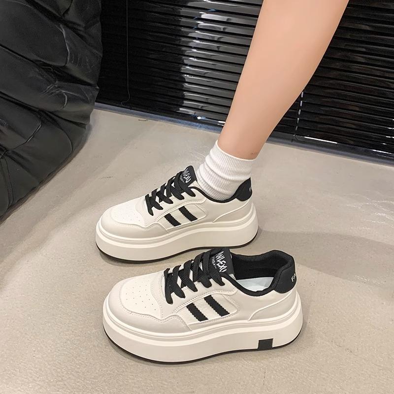 Popular Platform White Shoes Women's 2025 Spring New Fashion Versatile Color Matching Student Casual Sports Shoes Women