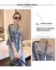 Women's 2023 Korean-Style Retro Patchwork Denim Jacket - Age-Reducing Short Zipper Stand Collar, Long-Sleeved Top for Spring