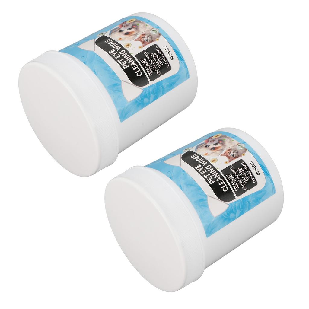 60PCSx2 Dog Eye Wipes Multifunctional Gentle Portable Pet Tear Remover Wipes for Home