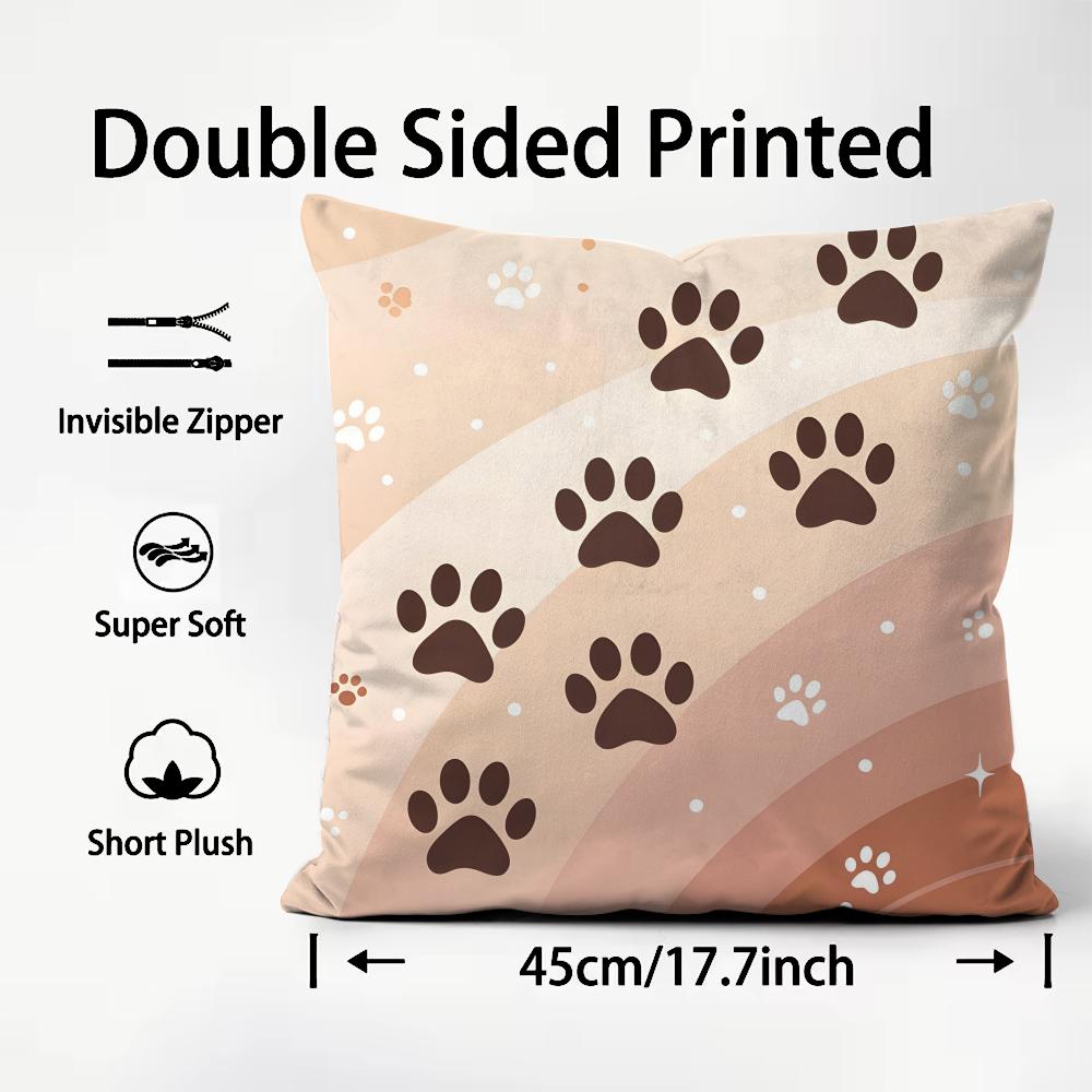 Paw Cute Cushion Cover Plush Fabric Soft DoubleSided Printed Sofa Warm Winter Home Child Gift Pillow Case