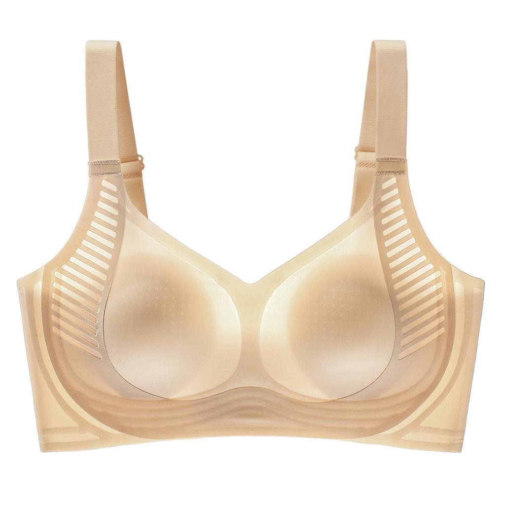 Large breasts show small underwear, women's seamless gathering, light and cool, anti-sagging, sub-breasts lifted, no steel ring bra