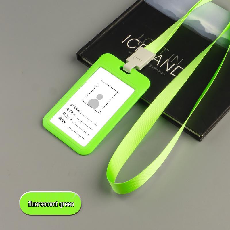 UV Color Team ID Card Holder with Sliding Cover and Lanyard for Work Badges
