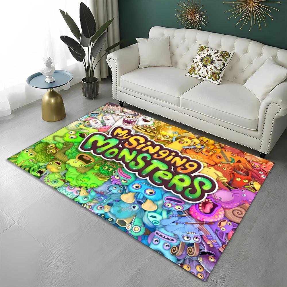 Tappeto Cartoon 3D My Singing Monsters Videogioco per Casa Soggiorno Camera da Letto Divano Zerbino Decorazione, Tappeto per Area Tappetino Antiscivolo per Pavimento