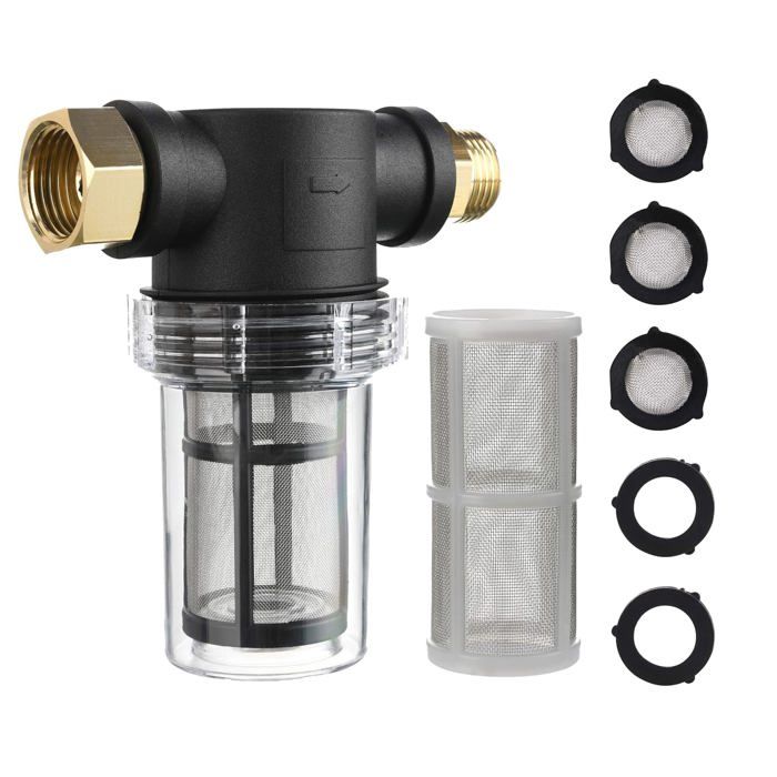 Filtre en ligne 40 mailles pour nettoyeur haute pression - kit tuyau d'arrosage (filetage 1,9 cm, 80 psi)