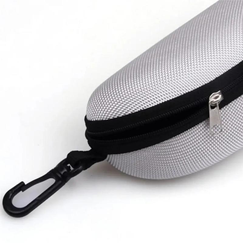 1pc Portable Sunglasses Case Protector Oxford Cloth Hard EVA Zippered Eyeglasses Case with Carabiner Unisex Eyewear Accessories