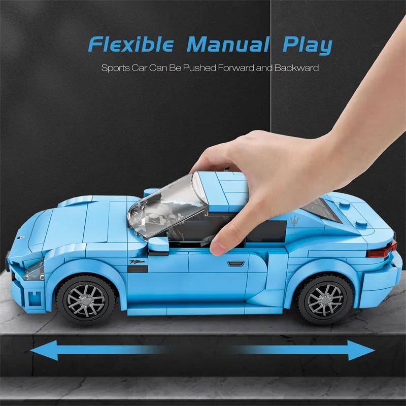 Non-Toxic 384Pcs Maserati Blue Sports Car Building Blocks Classic City Racing Model Bricks Desktop Decoration Toys For Kids Holiday Gifts
