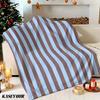 Light Blue Brown Stripes Winter Summer Flannel Blanket Throw Fleece Soft Fuzzy Plush Cozy Fleece Blankets for Sofa Ideal Gifts