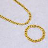 Men's Trendy French Retro Gold-Plated Stainless Steel Necklace Set (9mm)