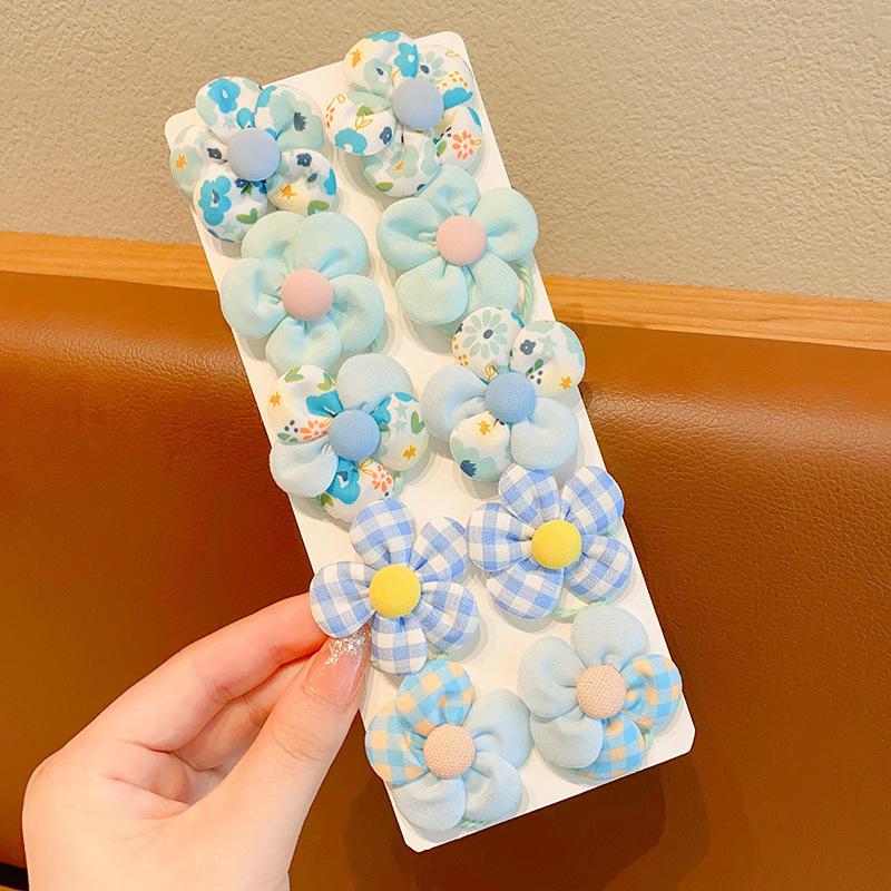 10PCS/Set Sweet Flower Shaped Hair Ties Elastic Hairbands Baby Colorful Ponytail Holders Rubber Band for Toddlers Kids