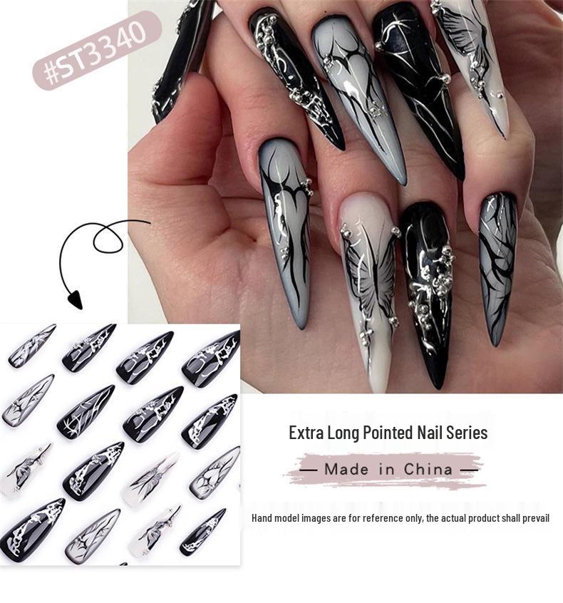 Spicy Heart Butterfly False Nails - Trendy Dark Beauty Tips