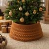 Knitted Christmas Tree Skirt, Quilted Tree Base Cover for Holiday Decor