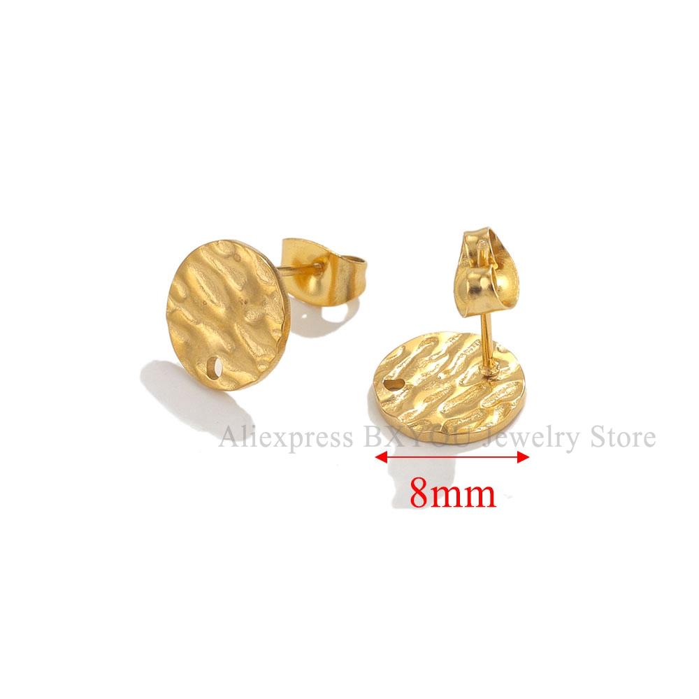 10pcs Round Stainless Steel Gold Plated Earrings Making Supplies Hooks Connectors Earring Posts Studs Pins Findings Components