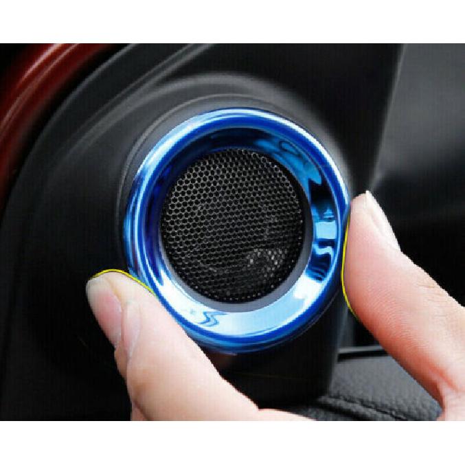 2PCS Ring Trim A Pillar Speaker Frame Blue Titanium For Honda CRV CR-V 2017-