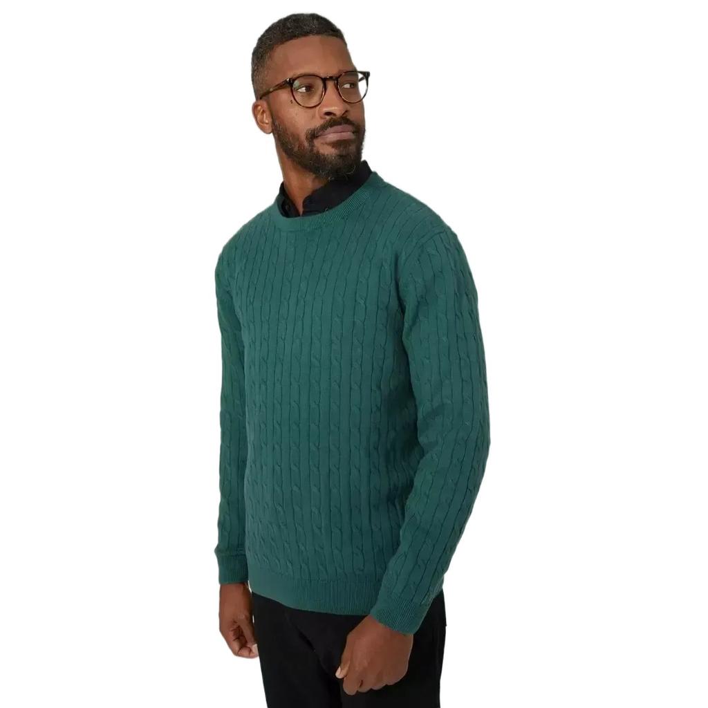 Maine Mens Cable Cotton Crew Neck Sweatshirt