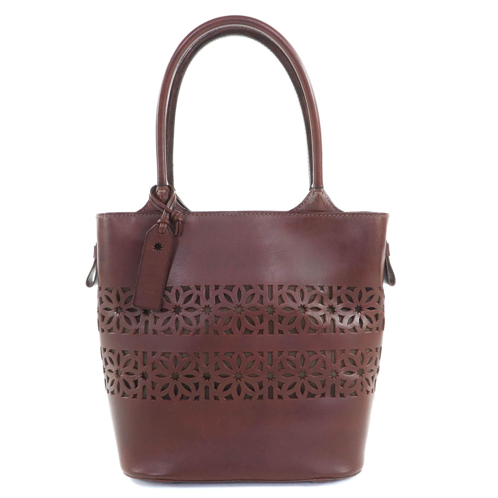 Excellent genten Tote Bag Brown leather Women Used