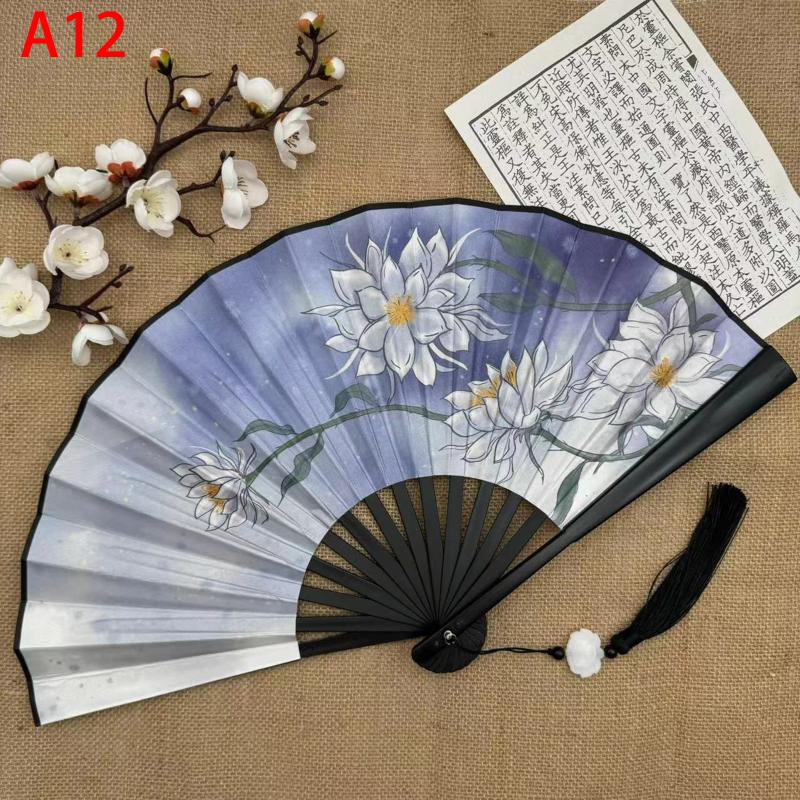 Ventilator pliabil în stil chinezesc, evantai de cârpă de dans clasic, din plastic, de epocă, cu imprimare cu dragon, evantai de mână, recuzită foto, cosplay