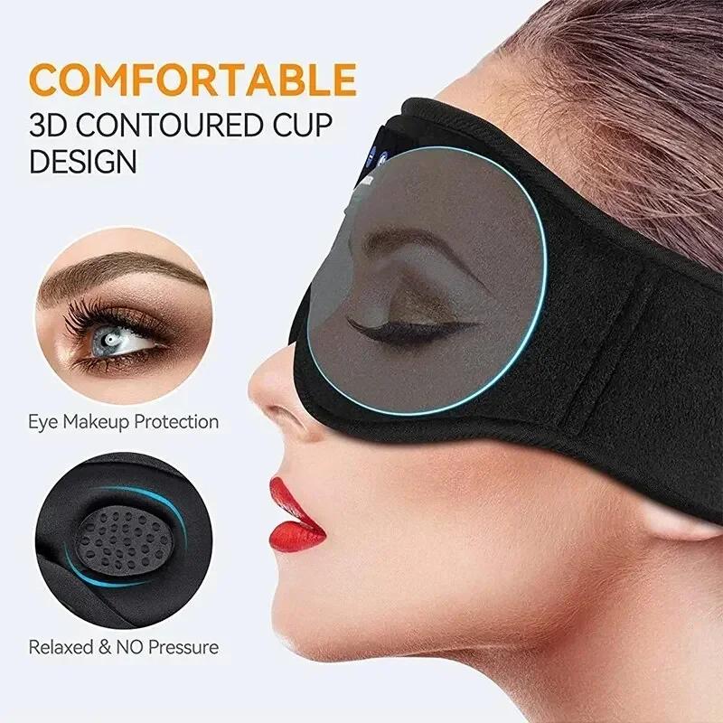 Durable And Safe 3D Eye Mask Bluetooth Music Play Sleeping Headphones With Built-In Hd Speaker Mask For Sleep Headphones Wireless Air Travel 5.0