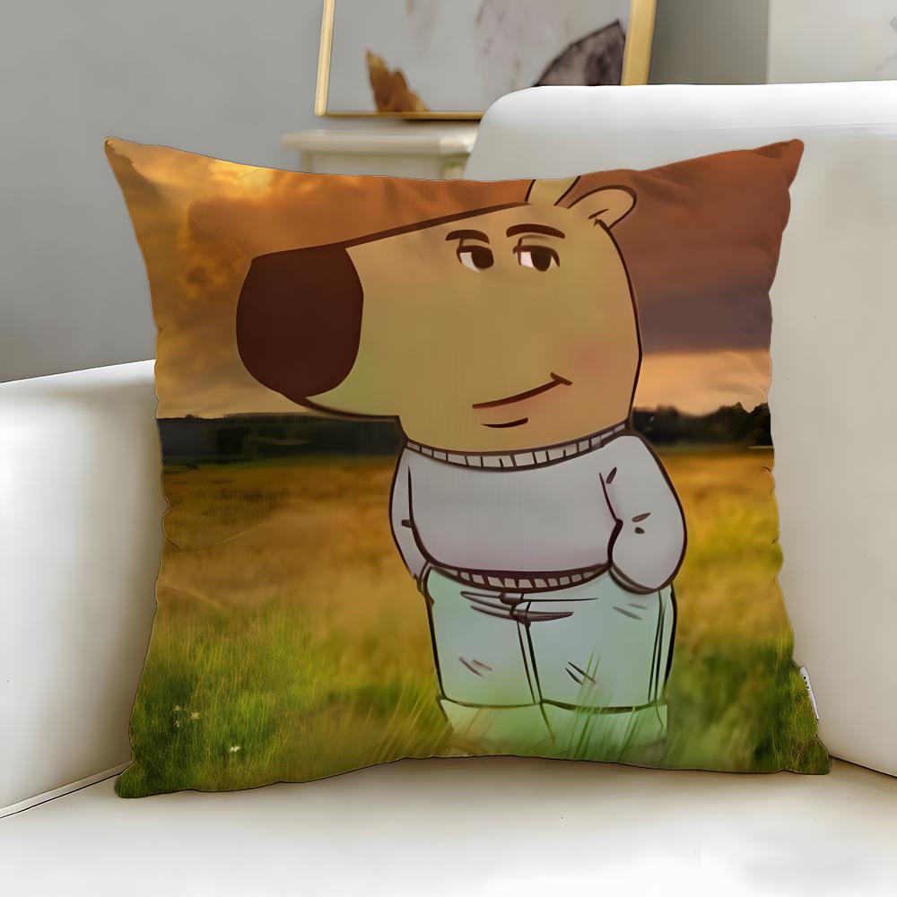 popular cartoon character Chill Guy Cushion Cover Soft EasyWash Pillow Case Versatile for Couch Bed Travel and Office
