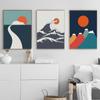 Abstract Animal Cat Landscape Wall Art Poster And Print Big Wave Canvas Painting Mountain Sun Picture For Living Room Home Decor No Frame