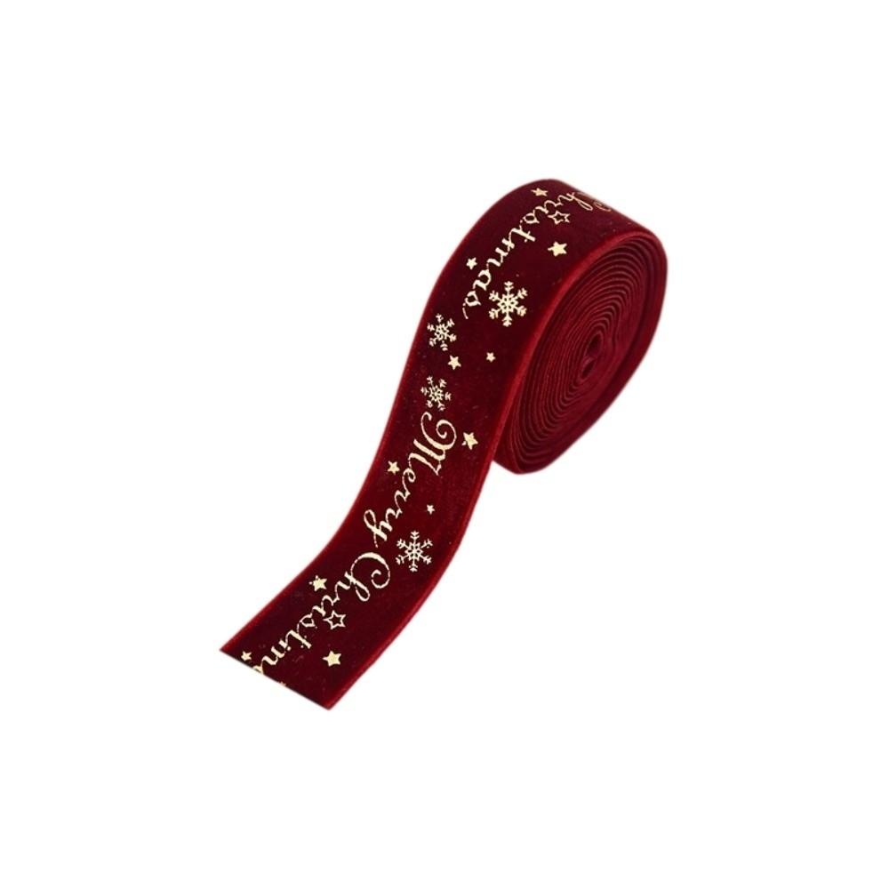 Woven Wreaths Christmas Bow Ribbon Handmade Multipurpose Gold Stamp Velvet Ribbon Decorative Webbing Green Red Ribbon
