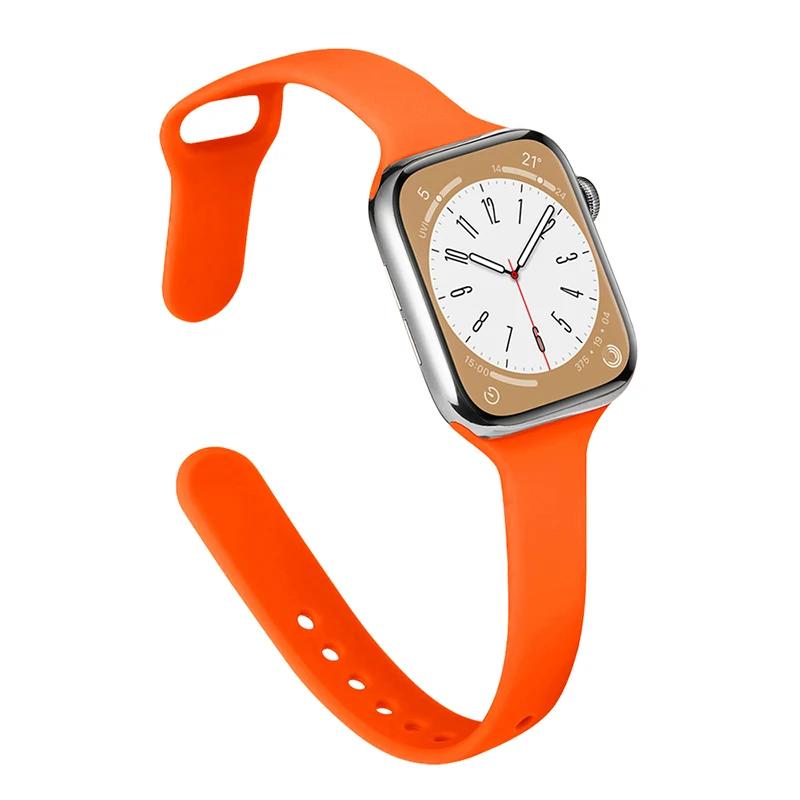 Slim Strap for Apple Watch Band 44mm 40mm 38mm 42mm Ultra 49mm Silicone Bracelet Correa iWatch Series 6 Se 5 4 3 7 8 45mm 41mm