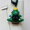 Handmade Leather Keychain from the Christmas Cat Series Pendant for Car Keys and Rearview Mirror Cute Gift