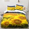 3D Sunflower Printing Set Bedding Floral Pattern Three-piece Set Living Room Bedroom Home Decoration Pillowcase Quilt Cover Gift