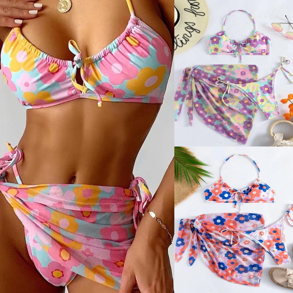 

Women s Three-Piece European & American Print Bikini Swimsuit Medium