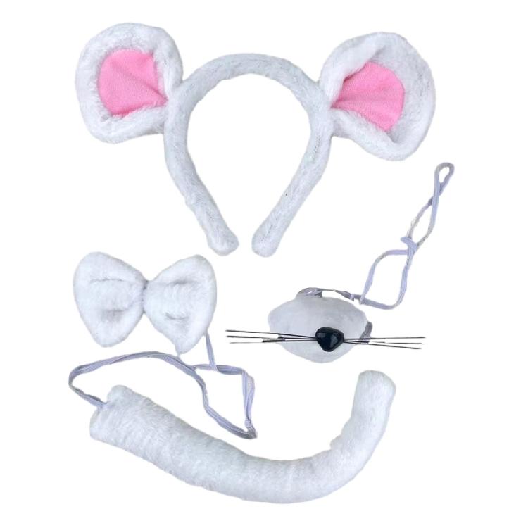 Animal Cosplay Costume Child Mouse Cosplay Set Including Headband Tail Bowtie and Nose