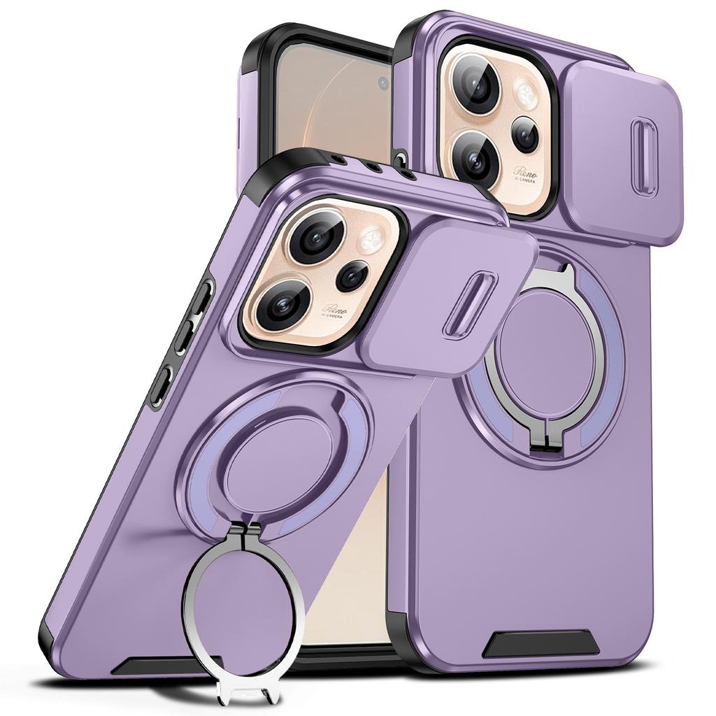 Suitable for OPPO Reno16Pro international version phone case, 360-degree rotating ring stand, A6X magnetic suction, a5 sliding window 15F