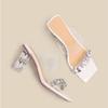 2025 Summer New Crystal Transparent Flip-Flops Diamond Slippers Women Wear Thick Fashion High Heels