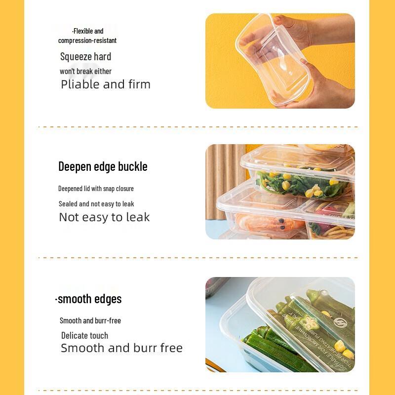 Large Capacity Disposable 5-Compartment Food Containers