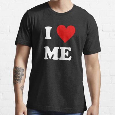 Men Fashion Casual Short Sleeves I Love Me Heart Essential Black Tees Oversized T-shirts