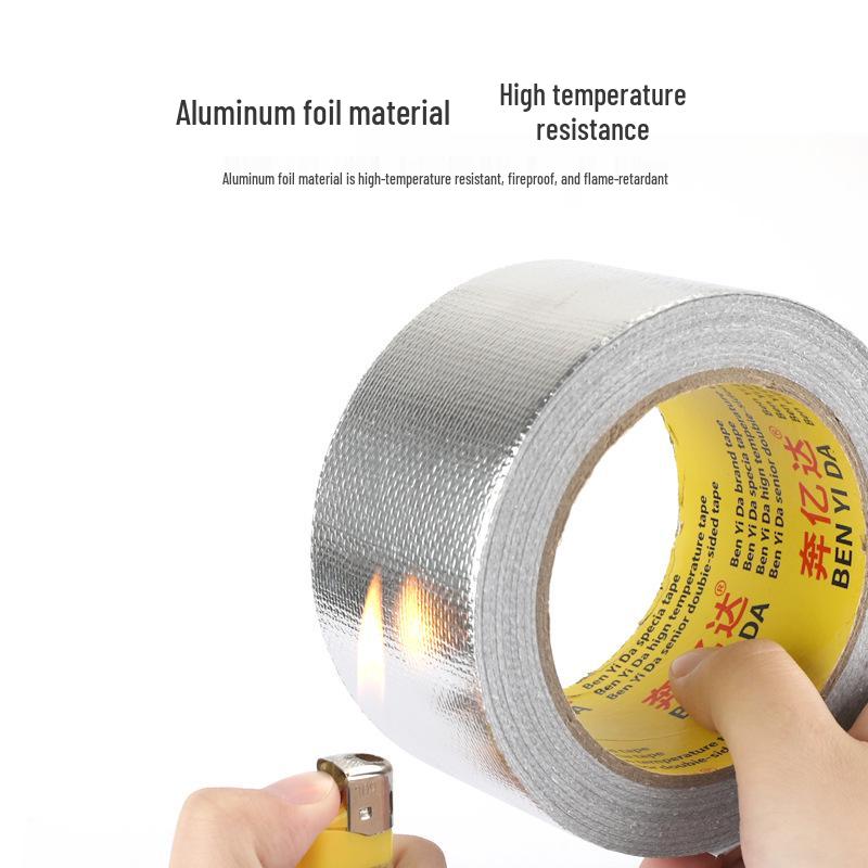 High-Temp Resistant Fiberglass Aluminum Foil Tape - Waterproof, Self-Adhesive for Sunscreen, Water Heaters, and Range Hoods.