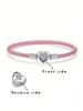 925 Sterling Silber Liebesherz Perle Schwarzes Lederband Armband DIY Herstellung Passend für Originalarmbänder für Damen Feiner Schmuck Geschenk