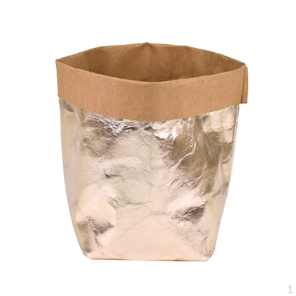 3 Sizes Kraft Paper Fruit Vegetable Onion Storage Bag Flower Pot 20x20x35cm_Rose Gold