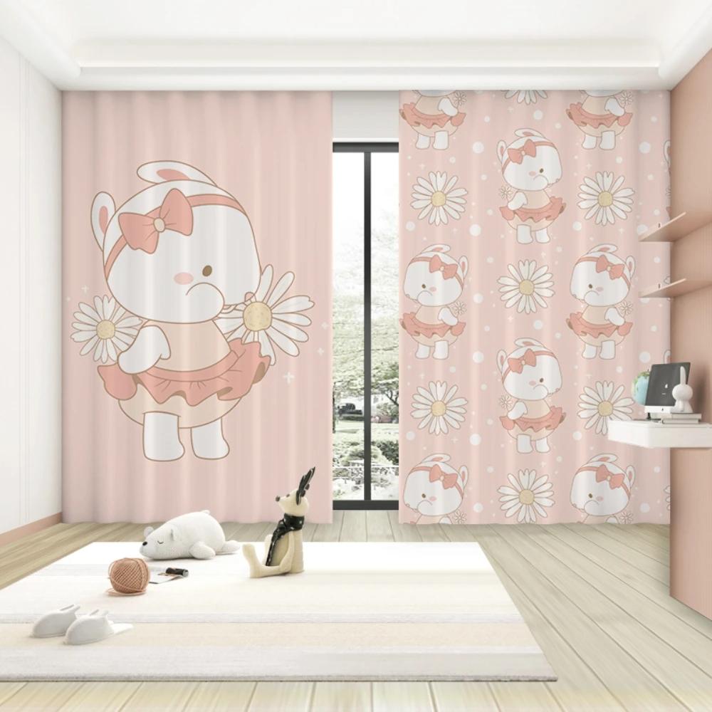 Cartoon Cute Rabbit Pattern High Blackout Curtains Children's Room Early Education Center Kindergarten Shading Drape New Style