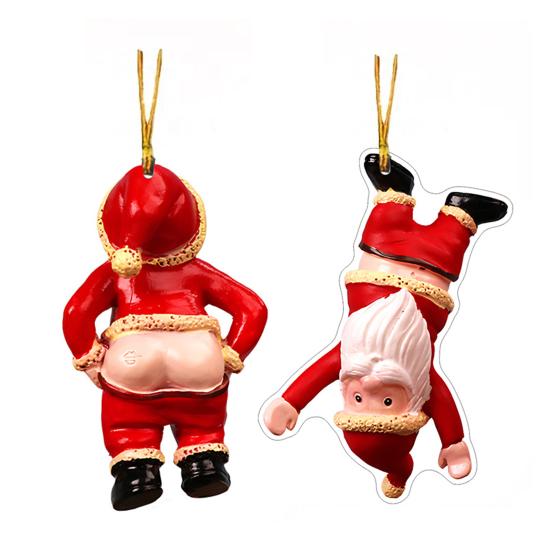 Funny Santa Butt Christmas Ornament 2D Naked Butt Santa Claus Hanging Decoration Naughty Gifts for Xmas Party Decor