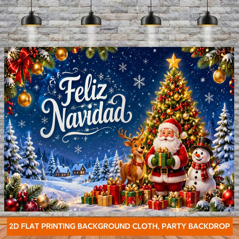 1Pcs Merry Christmas Scene Pattern Decoration Background Winter Backdrop For Photo Studio Photo Booth Party