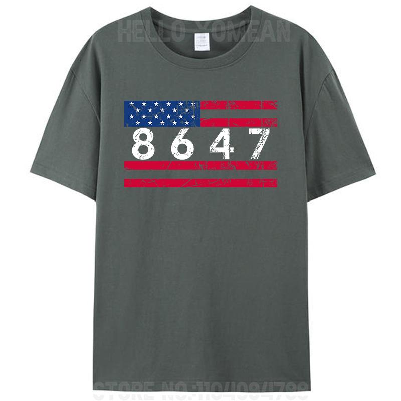 47 8647 86 Anti Prezident Impeach Klasické Vintage Meme s vlajkou USA Dámské Pánské Bavlněné Tričko Plus Size Topy