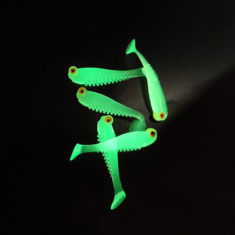10Pcs/Lot Fishing Soft Lure Luminous Fishing Lure 5Cm 1.3G Artificial Silicone Bait Worm Sea Wobbler Swimbaits For Bass Tackle