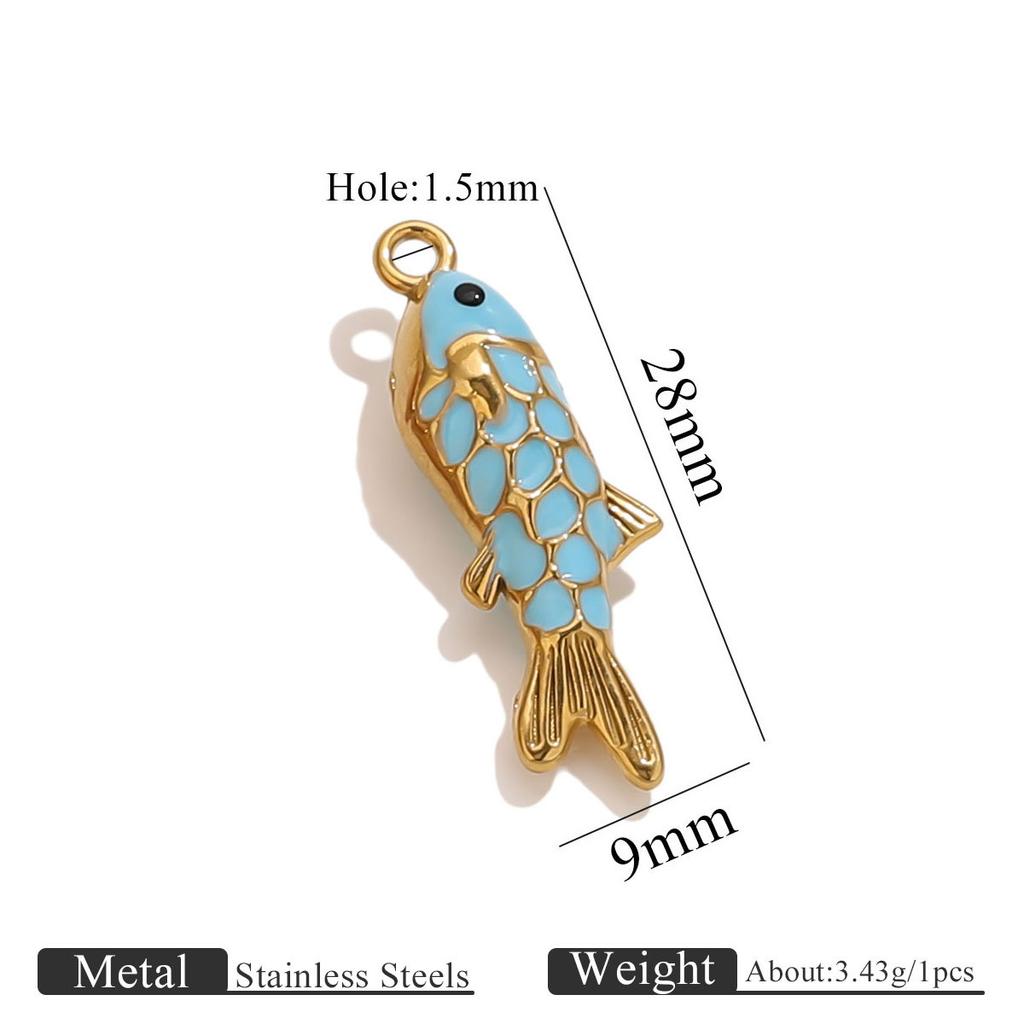 Yori Colored Oil Dripping Carp DIY Pendant Stainless Steel Jewelry Accessories Pendant Necklace Bracelet Accessories